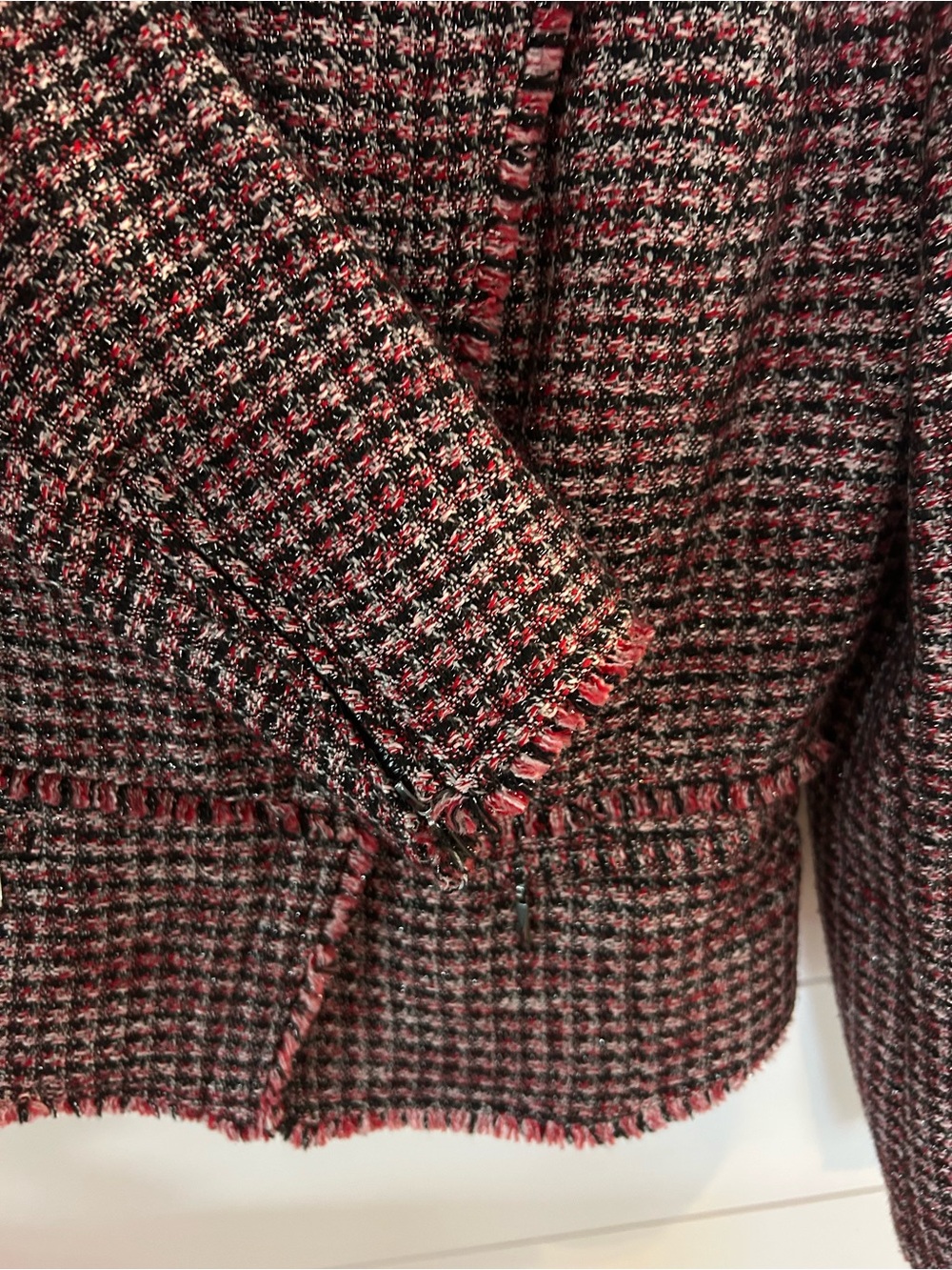 White House Black Market Tweed Fringe Jacket | Size 8 | - Picture 6 of 11